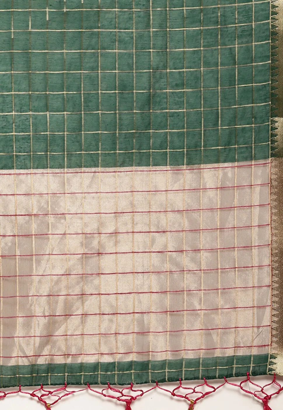 Woven Bangalore Silk Saree in Dark Green