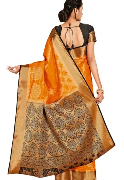 Woven Bangalore Silk Saree in Orange