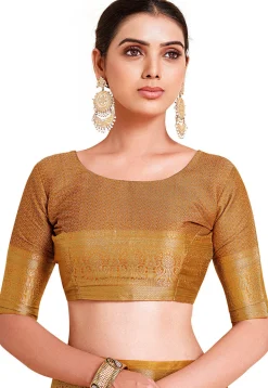 Woven Bangalore Silk Saree in Mustard