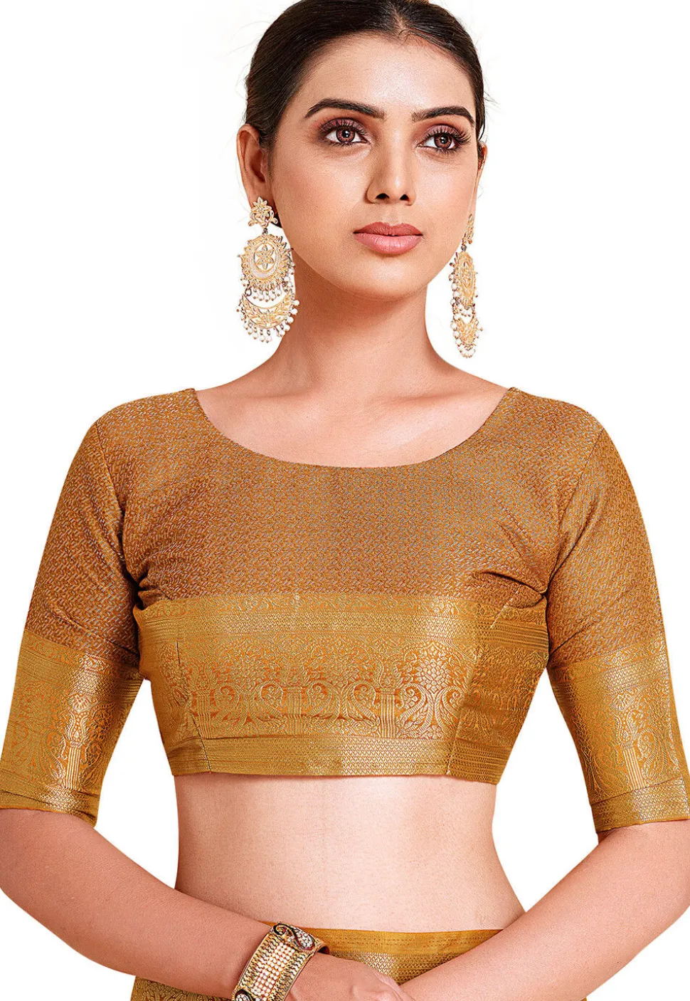 Woven Bangalore Silk Saree in Mustard