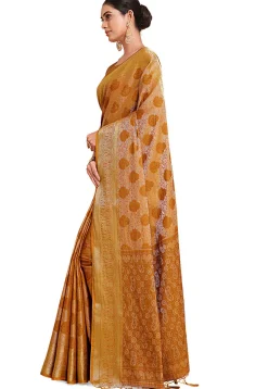 Woven Bangalore Silk Saree in Mustard
