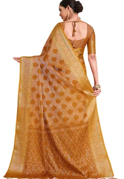 Woven Bangalore Silk Saree in Mustard