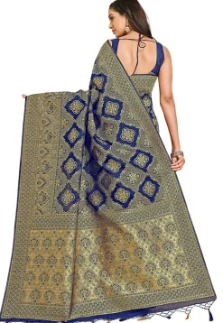 Woven Bangalore Silk Saree in Royal Blue