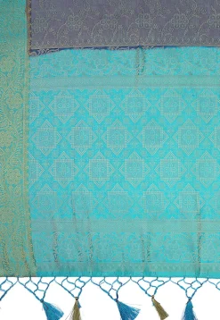 Woven Bangalore Silk Saree in Dark Blue