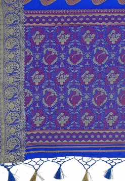 Woven Bangalore Silk Saree in Royal Blue