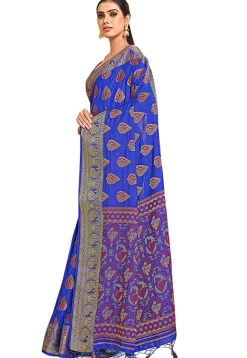 Woven Bangalore Silk Saree in Royal Blue