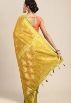Woven Bangalore Silk Saree in Mustard