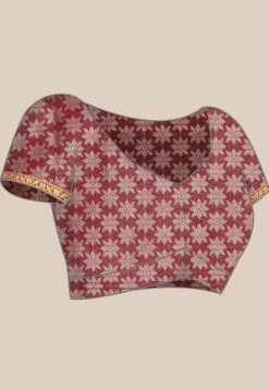 Woven Bangalore Silk Saree in Maroon