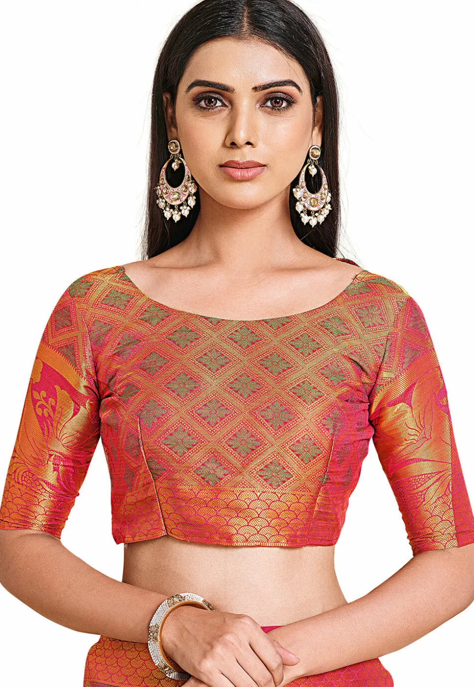 Woven Bangalore Silk Saree in Fuchsia