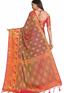 Woven Bangalore Silk Saree in Fuchsia