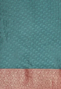 Woven Bangalore Silk Saree in Teal Blue
