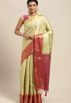 Woven Bangalore Silk Saree in Light Green