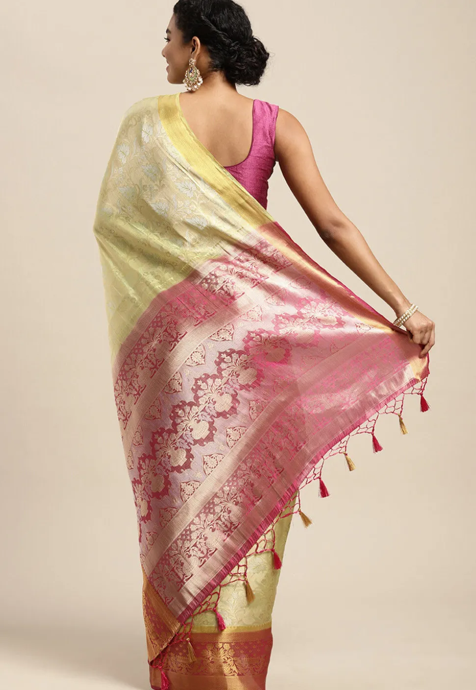 Woven Bangalore Silk Saree in Light Green