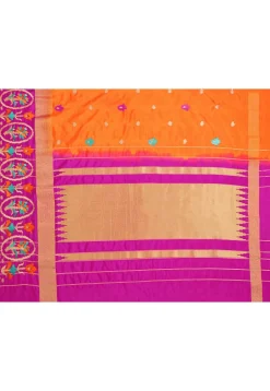 Woven Bangalore Silk Saree in Rust