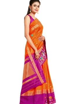 Woven Bangalore Silk Saree in Rust