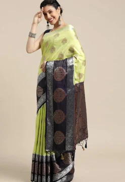 Woven Bangalore Silk Saree in Light Green