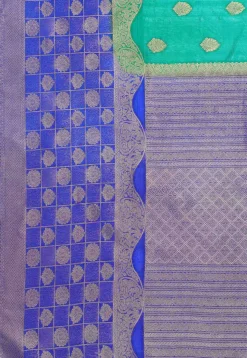 Woven Bangalore Silk Saree in Teal Green