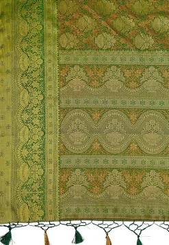 Woven Bangalore Silk Saree in Teal Green