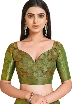Woven Bangalore Silk Saree in Teal Green