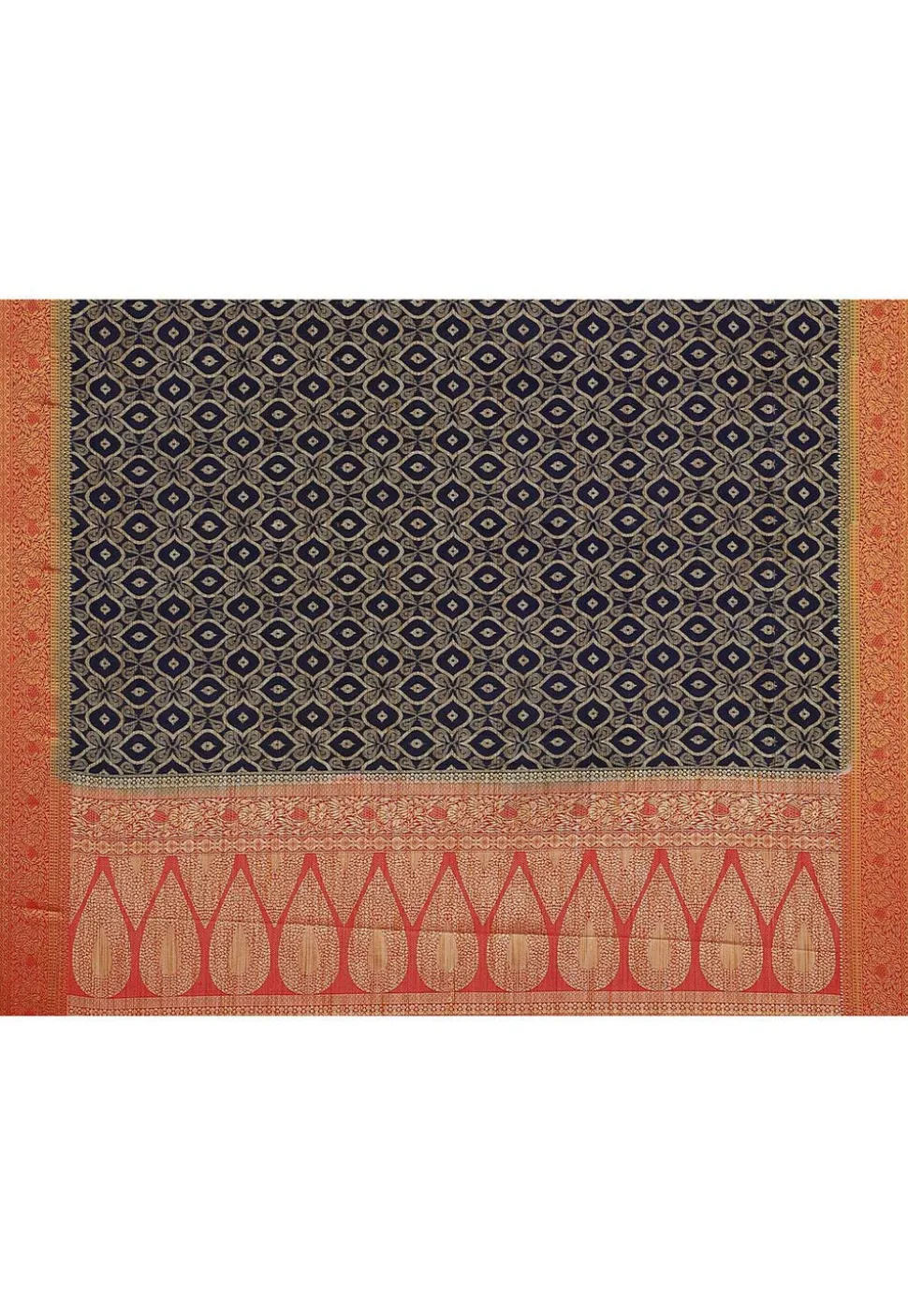 Woven Bangalore Silk Saree in Navy Blue