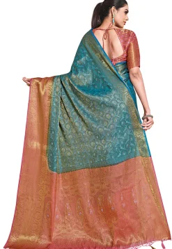 Woven Bangalore Silk Saree in Blue
