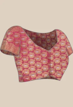 Woven Bangalore Silk Saree in Light Orange