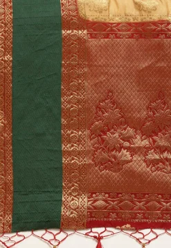 Woven Bangalore Silk Saree in Beige