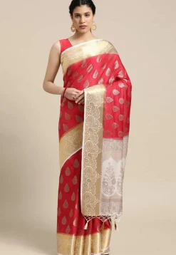 Woven Bangalore Silk Saree in Red