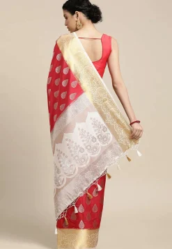 Woven Bangalore Silk Saree in Red