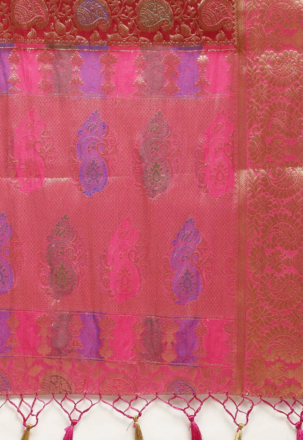 Woven Bangalore Silk Saree in Maroon