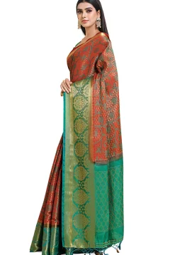 Woven Bangalore Silk Saree in Red