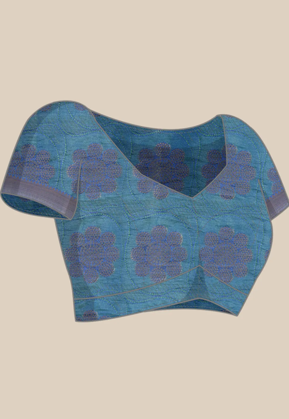 Woven Bangalore Silk Saree in Dusty Blue