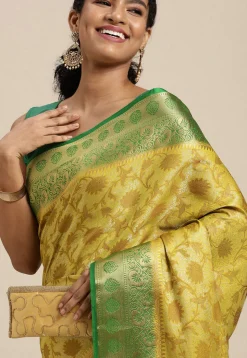 Woven Bangalore Silk Saree in Yellow