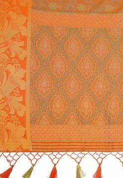Woven Bangalore Silk Saree in Orange