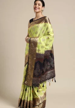 Woven Bangalore Silk Saree in Light Green