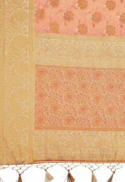Woven Bangalore Silk Saree in Light Orange