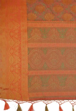 Woven Bangalore Silk Saree in Peach Orange