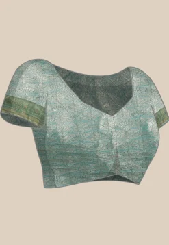 Woven Bangalore Silk Saree in Light Teal Blue