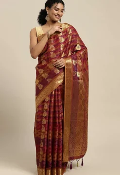 Woven Bangalore Silk Saree in Multicolor