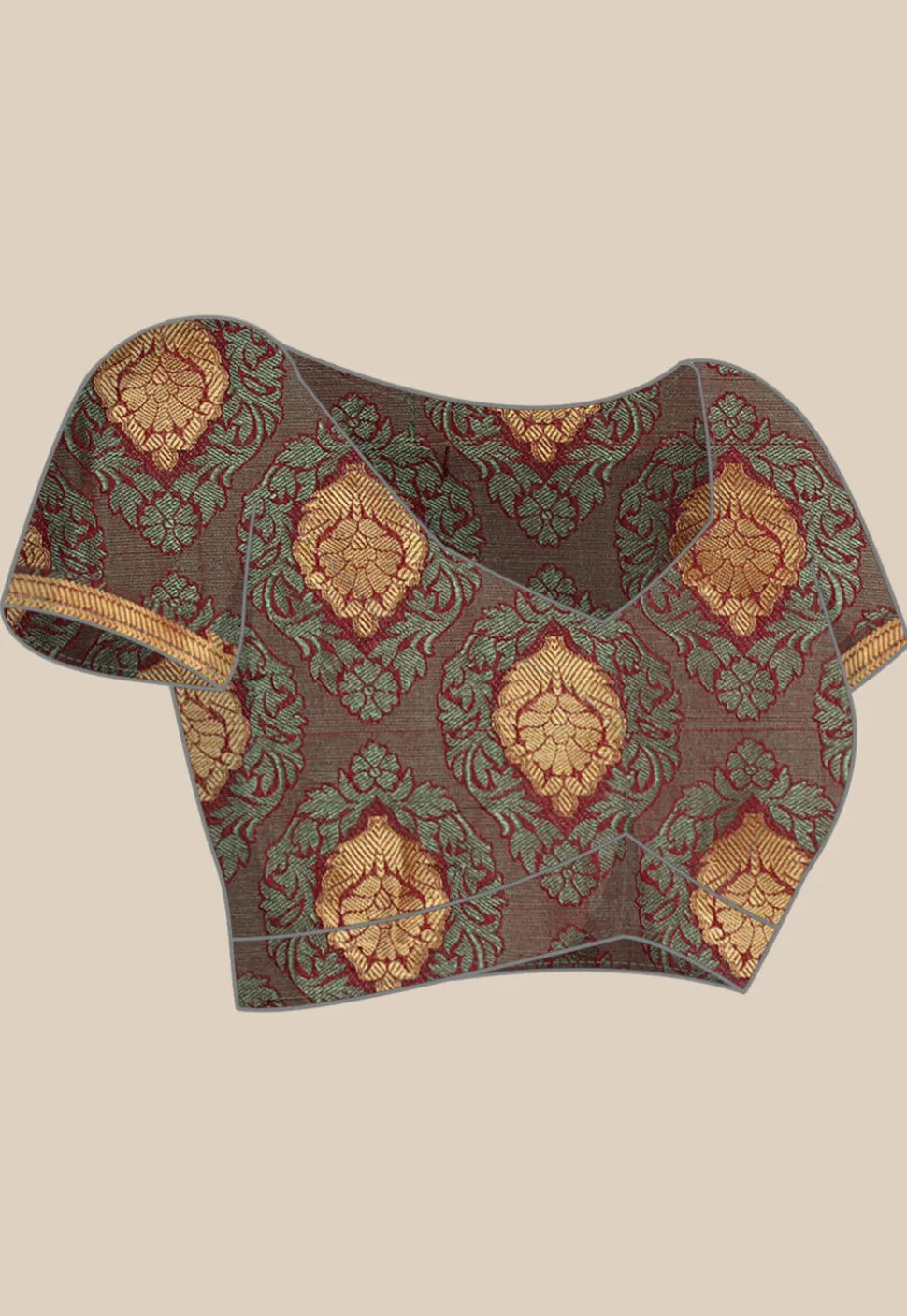 Woven Bangalore Silk Saree in Dusty Green