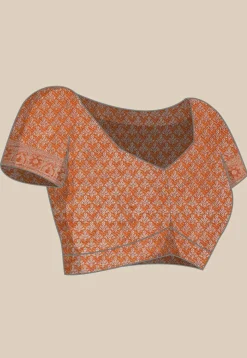 Woven Bangalore Silk Saree in Orange