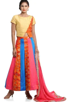 Woven Bhagalpuri Silk Lehenga in Multicolor