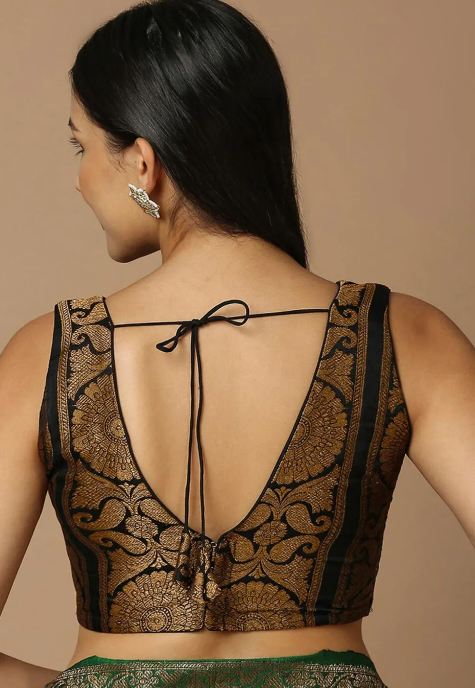 Woven Brocade Blouse in Black