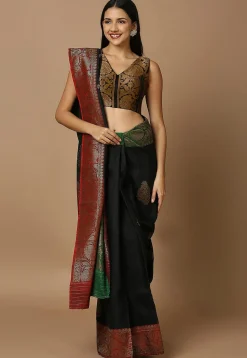 Woven Brocade Blouse in Black
