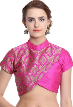 Woven Brocade Blouse in Fuchsia