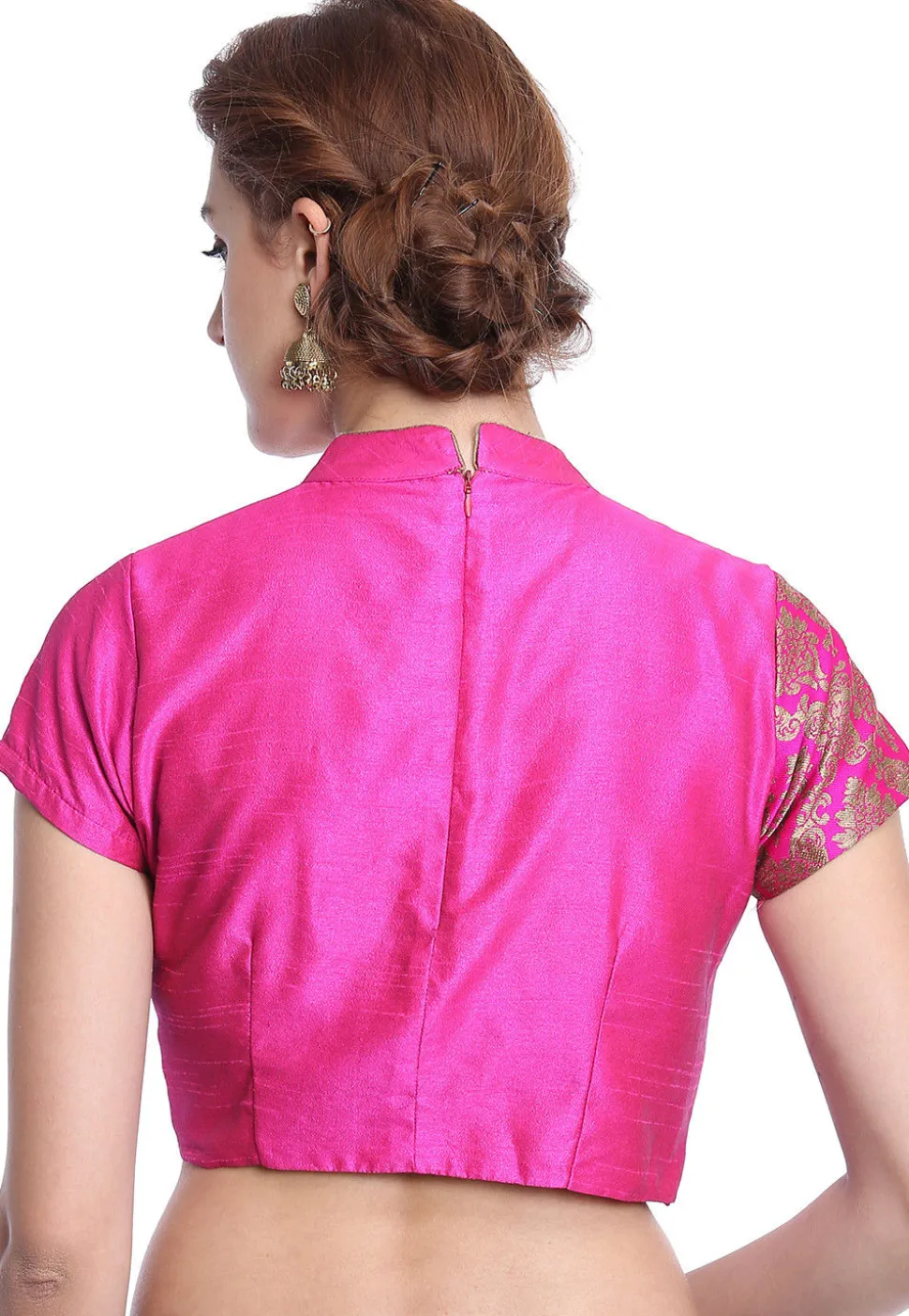 Woven Brocade Blouse in Fuchsia