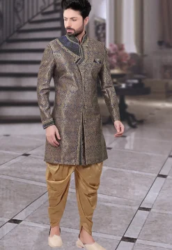 Woven Brocade Sherwani in Blue