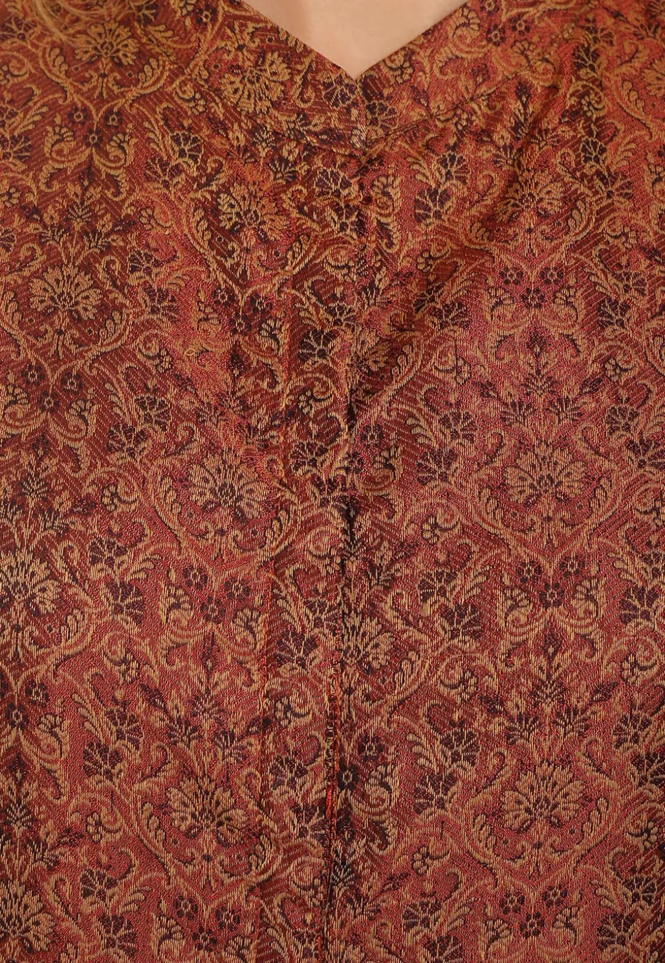 Woven Brocade Silk Anarkali Style Suit in Brown