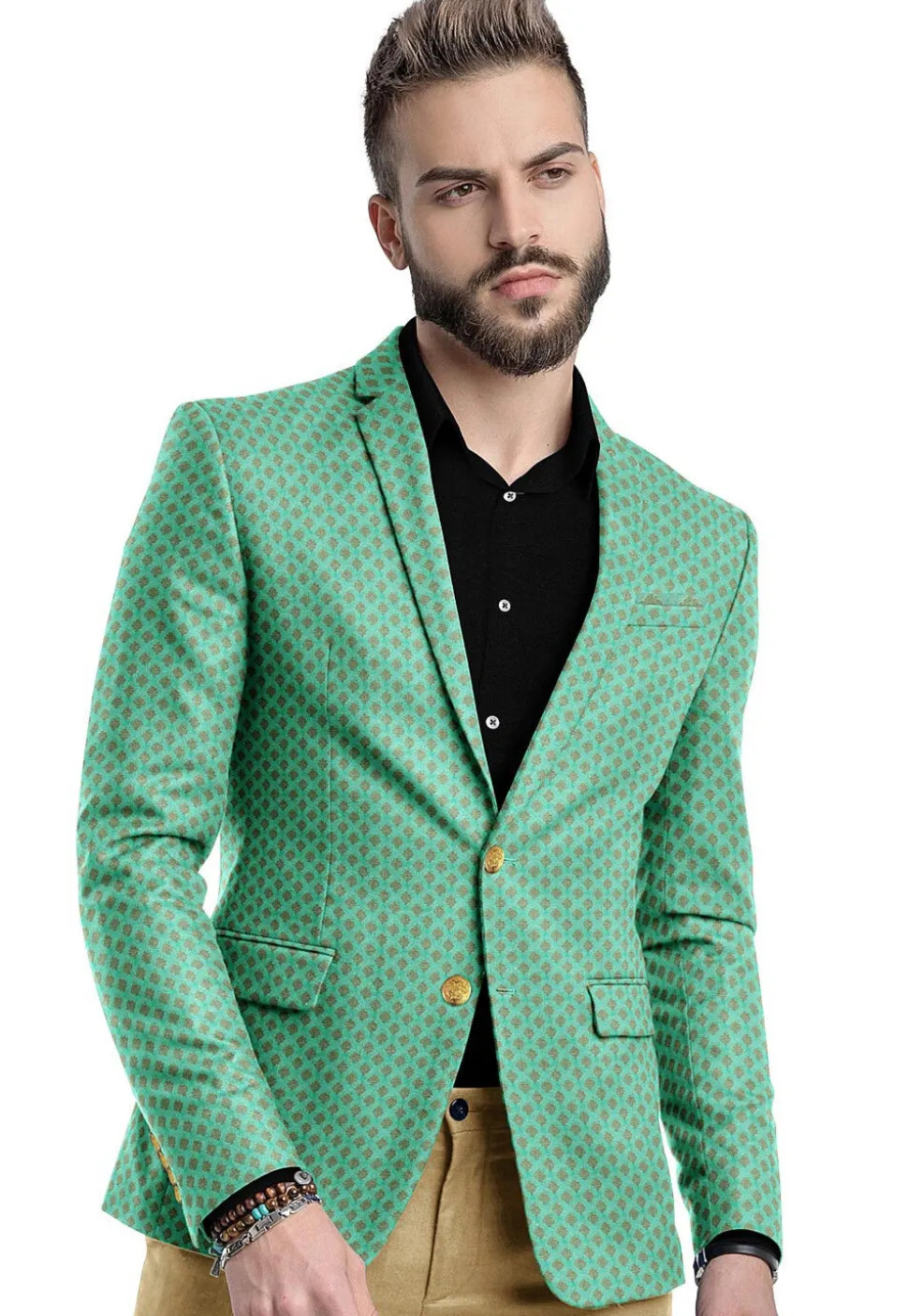 Woven Chanderi Blazer in Sea Green