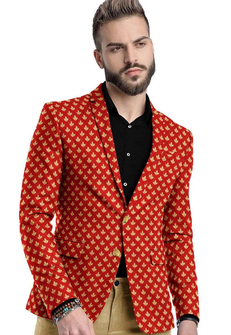 Woven Chanderi Blazer in Red